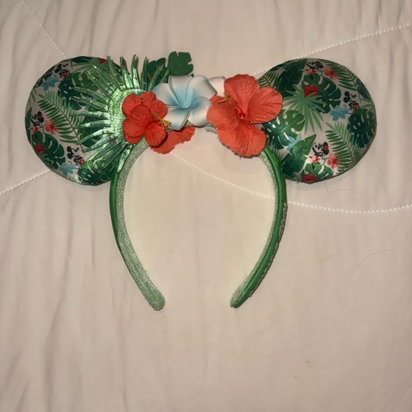 Disney Other - Disney Green Floral Mouse Ears Headband